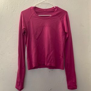 Lululemon swiftly tech long sleeve hot pink running shirt